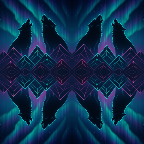 Animal and Wildlife - Aurora Lit Wolves Howling In Geometric Mountain Outlines - Pattern - Digital file Digital My Custom Designs PDF