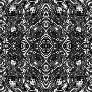 Vintage and Retro - Funky Disco Balls In Liquid Chrome - Pattern - Digital File