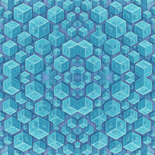 Food and Drinks - Geometric Ice Cube Fractals In Cyan And Lavender - Pattern - Digital File Digital My Custom Designs PDF