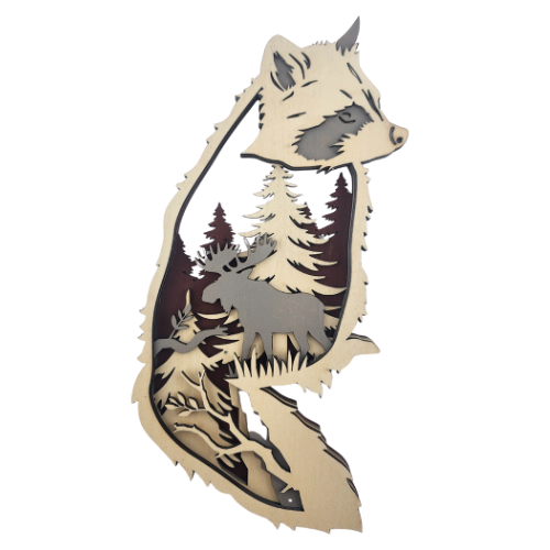 Raccoon With Forest Scene Layered - Digital File Digital My Custom Designs