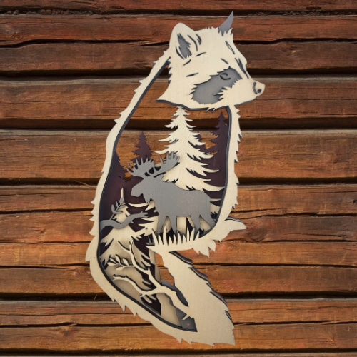 Raccoon With Forest Scene Layered - Digital File Digital My Custom Designs