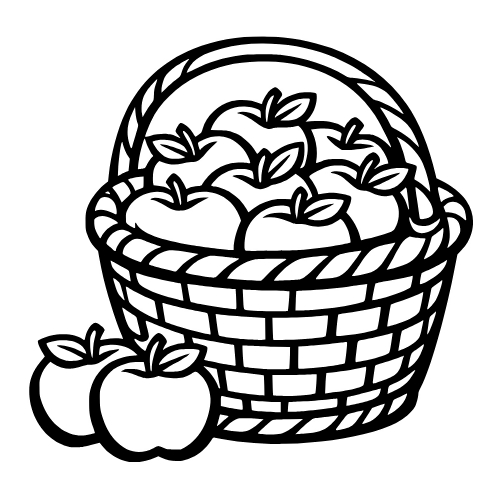 Apple Basket Sketch - Vector Graphics - Digital File Digital My Custom Designs PDF