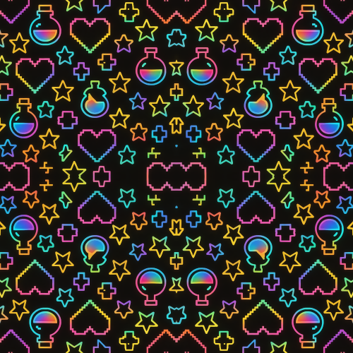 Gaming and Pop Culture - 8-bit Hearts And Power Ups - Pattern - Digital File Digital My Custom Designs PDF