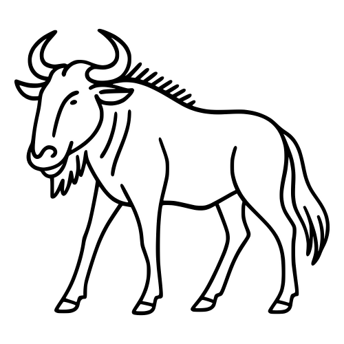 Wildebeest Outline - Digital File - XCS Friendly Digital My Custom Designs PDF