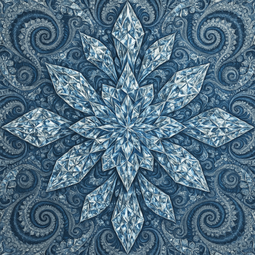 Luxury and Ornamental - Diamond Cut Kaleidoscope Fractals In Silver And Blue - Pattern - Digital File Digital My Custom Designs PDF