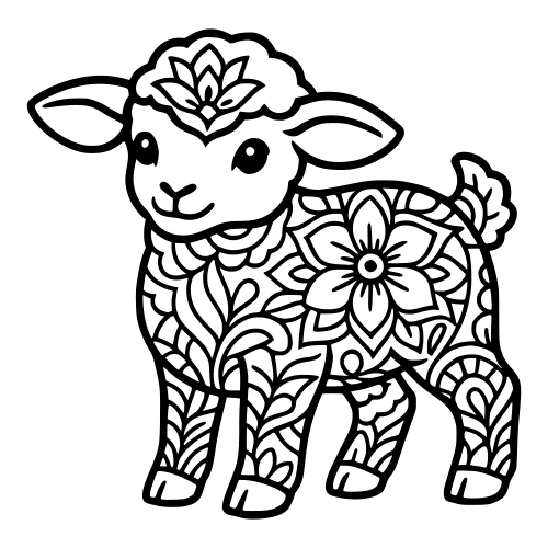 Lamb Mandala Outline - Digital File - XCS Friendly Digital My Custom Designs PDF