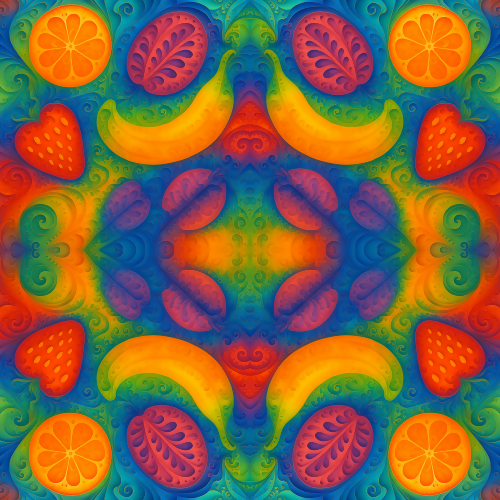 Food and Drinks - Abstract Fruit Salad Fractals With Bright Gradients - Pattern - Digital File Digital My Custom Designs PDF