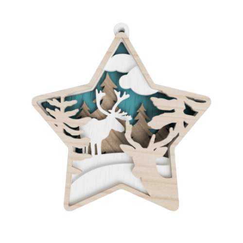 Layered Winter Scene Star Ornament or Wall Décor