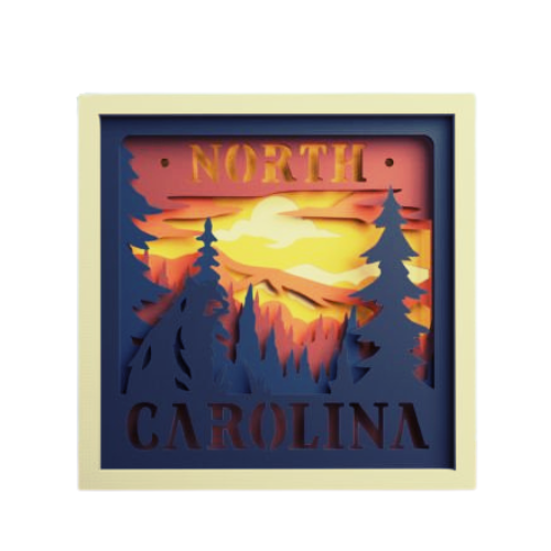 Layered State North Carolina Shadow Box Home Décor