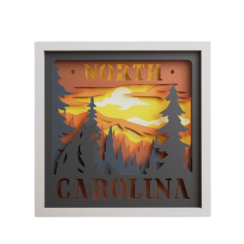 Layered State North Carolina Shadow Box Home Décor