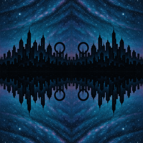 Space and Cosmic - Cosmic Cityscapes With Starlit Silhouettes - Pattern - Digital file