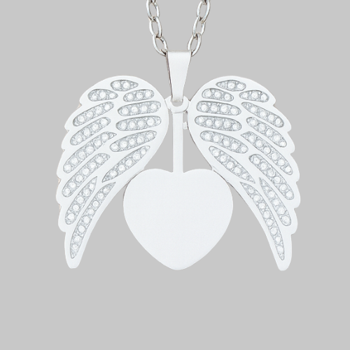 Engravable Silver Angel Wing Heart Remembrance Pendant Jewelry My Custom Designs