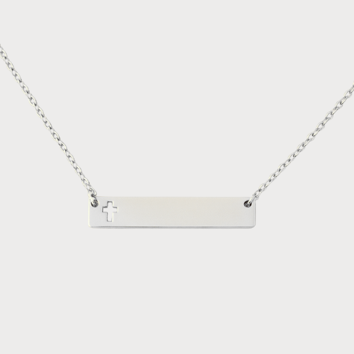 Engravable Gold & Silver Cross Bar Pendant Necklace Jewelry My Custom Designs Silver