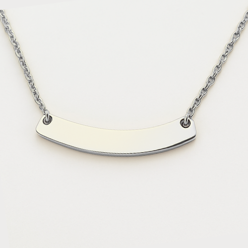 Engravable Rose Gold & Silver Curved Blank Pendant Necklace Jewelry My Custom Designs Silver