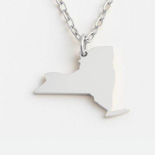 Engravable Gold & Silver New York Pendant Necklace Jewelry My Custom Designs Silver