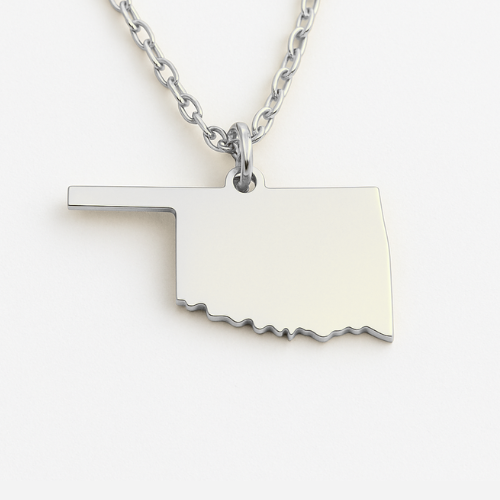 Engravable Gold & Silver Oklahoma Pendant Necklace Jewelry My Custom Designs Silver