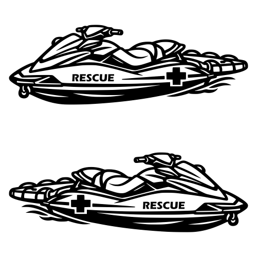 Rescue Jet Ski Illustration - Vector Graphics - Digital File Digital My Custom Designs PDF