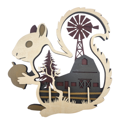 Squirrel With Farm Scene Layered - Digital File Digital My Custom Designs