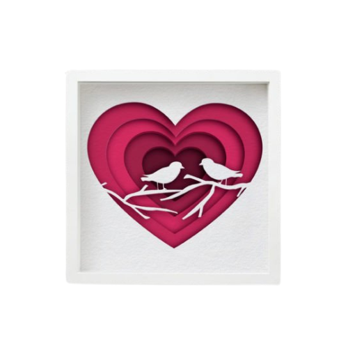 Custom Layered Shadow Box Love Birds w/ LED Option