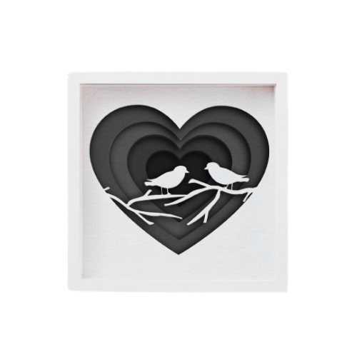 Custom Layered Shadow Box Love Birds w/ LED Option