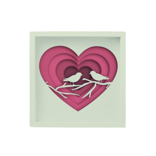 Custom Layered Shadow Box Love Birds w/ LED Option