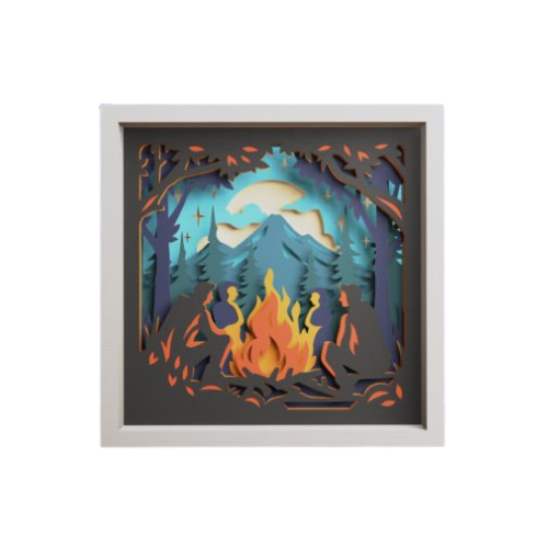 Custom Layered Campfire Shadow Box w/ LED Option