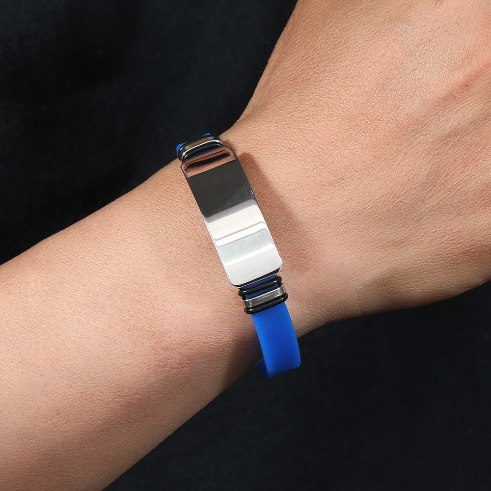 Engravable Steel Band Silicone Bracelet - Engravable Jewelry My Custom Designs