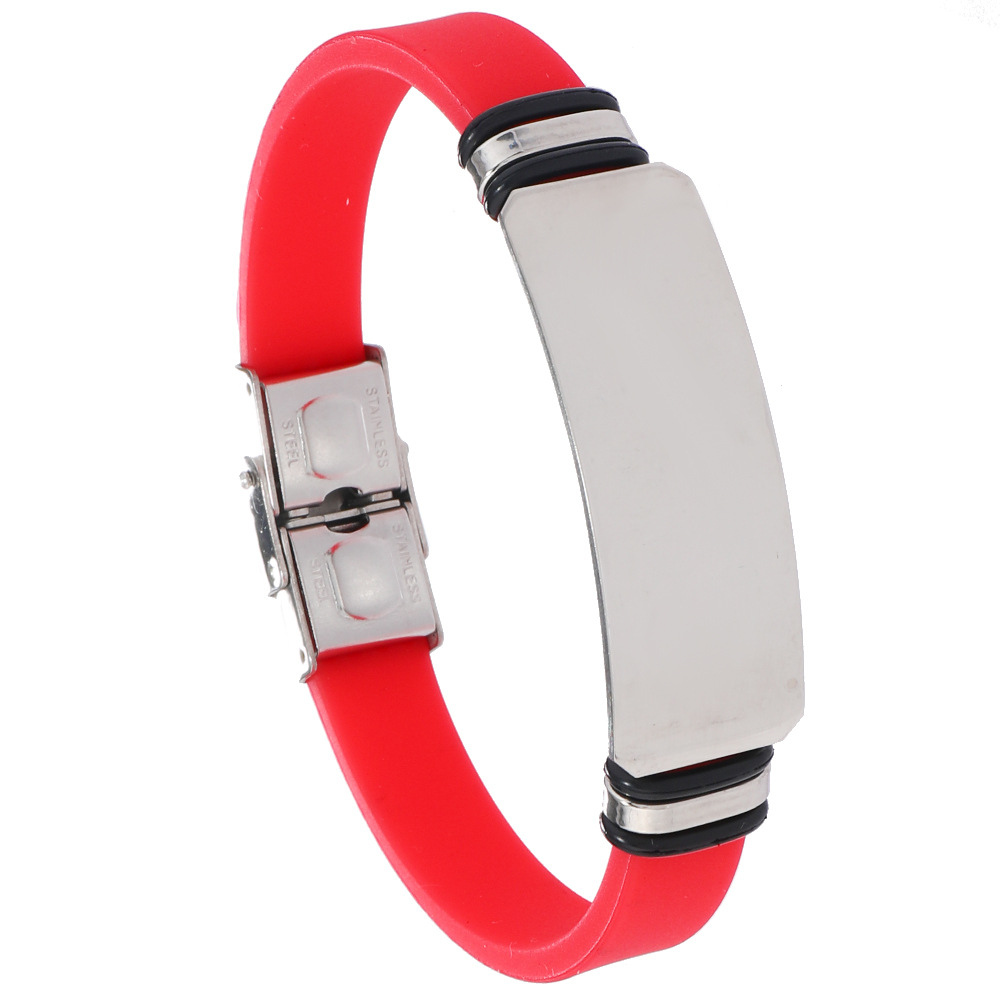 Engravable Steel Band Silicone Bracelet - Engravable Jewelry My Custom Designs