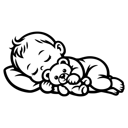 Sleeping Baby with Teddy Bear - Vector Graphics - Digital File Digital My Custom Designs PDF