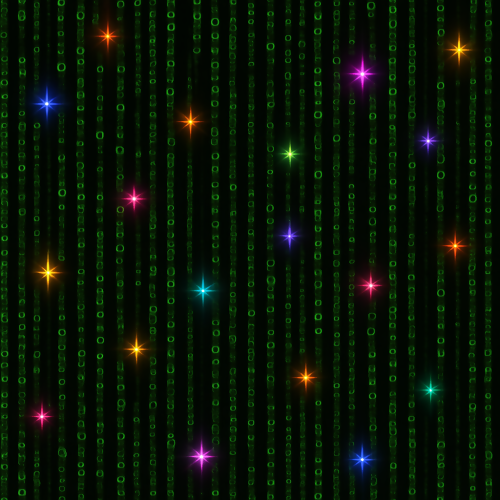 Technology and Digital - Matrix Style Green Code On Black With Rainbow Sparks - Pattern - Digital File Digital My Custom Designs PDF
