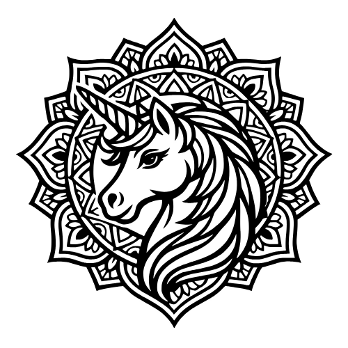 Unicorn Mandala - Vector Graphics - Digital File Digital My Custom Designs PDF