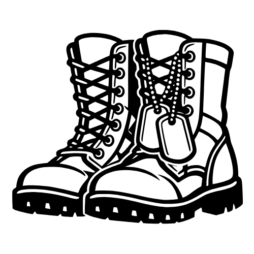 Battlefield Boots with Dog Tags Hanging - Vector Graphics - Digital File Digital My Custom Designs PDF