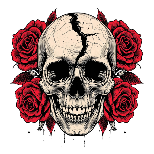 Urban Grunge Retro - Crimson Skull - T Shirt Design - Digital File Digital My Custom Designs 300 DPI PNG