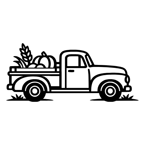 Minimal Farmhouse Truck Outline - Vector Graphics - Digital File Digital My Custom Designs PDF