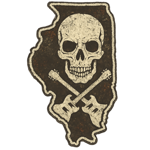 Urban Grunge Retro - Skull and Guitars Illinois - T Shirt Design - Digital File Digital My Custom Designs 300 DPI PNG