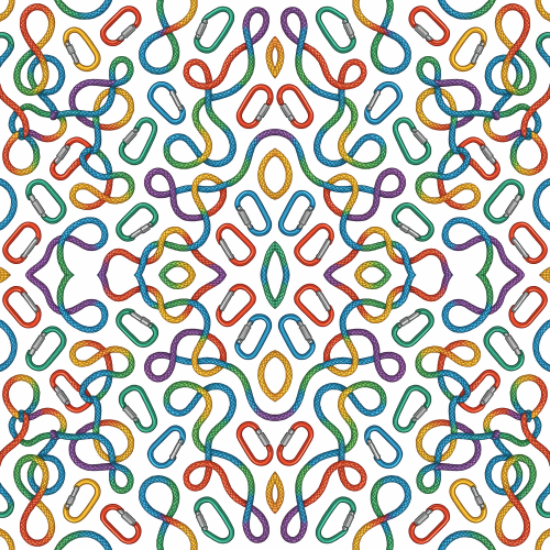 Sports and Active Lifestyle - Rainbow Climbing Ropes And Carabiners - Pattern - Digital File