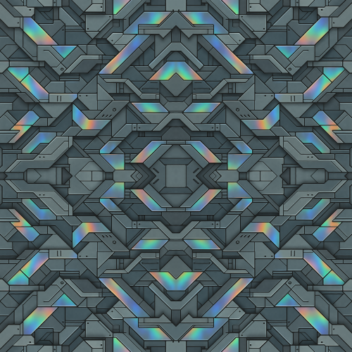 Futuristic and Sci-Fi - Cubist Starship Hull Plates With Holographic Highlights - Pattern - Digital File Digital My Custom Designs PDF