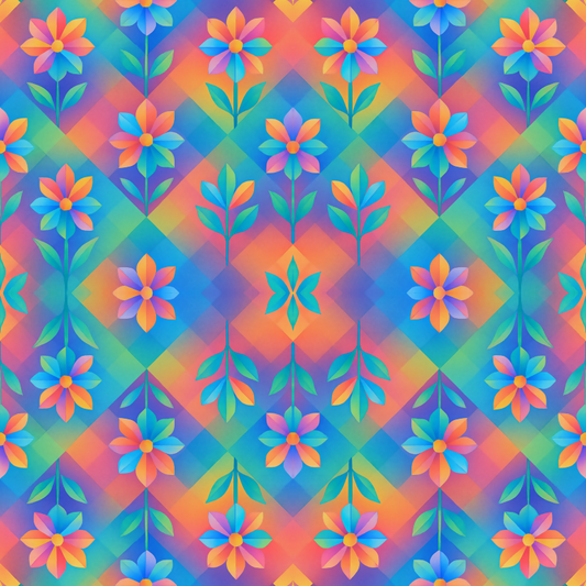 Floral Geometric Fusion - Geometric Wildflowers in Prism Gradients Pattern - Digital File Digital My Custom Designs PDF