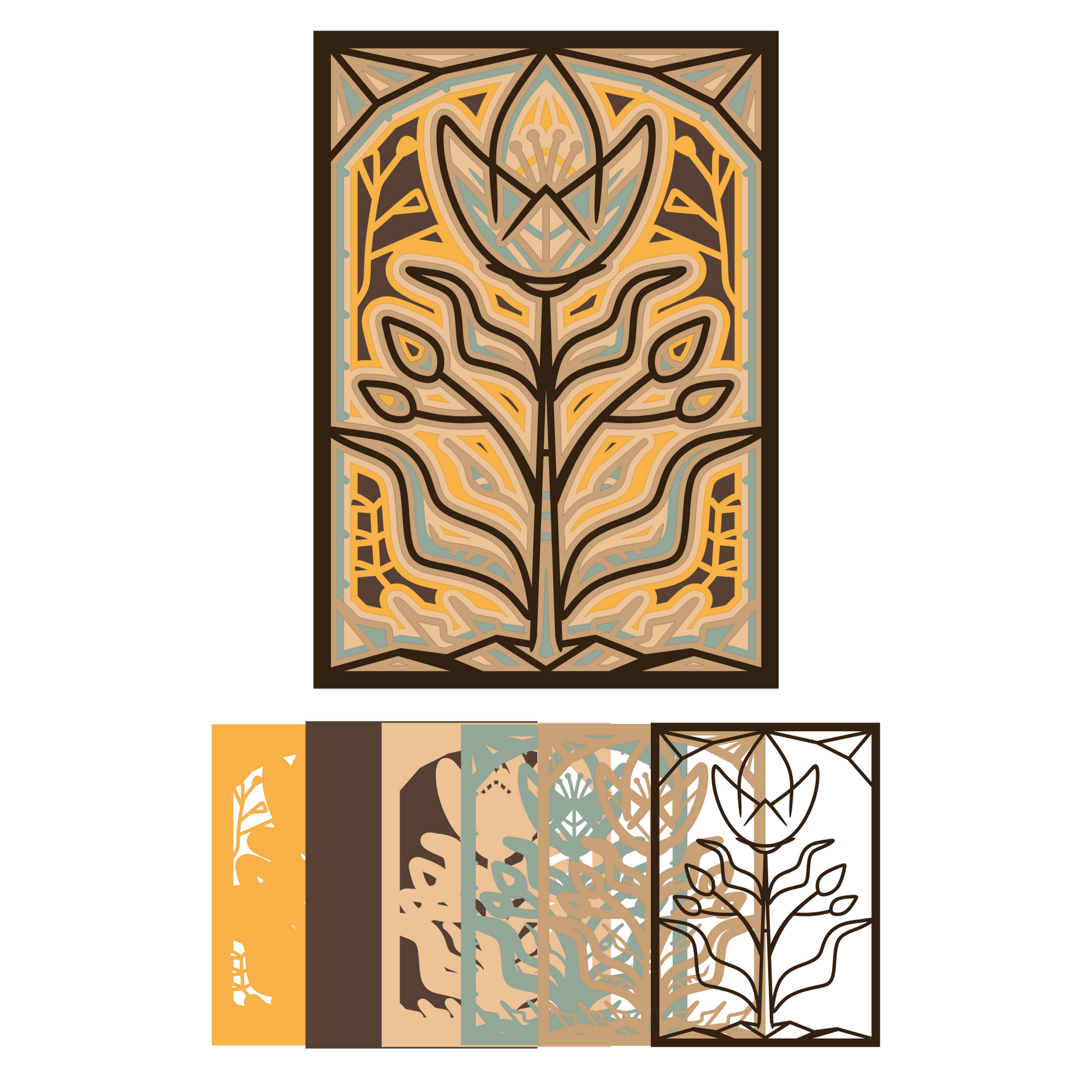 Flower 12 - Layered Line Design - Nature - Digital File Digital My Custom Designs ZIP File