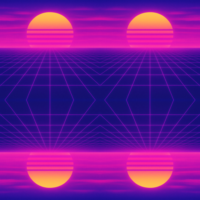 Geometric Abstract - Vaporwave Grid Horizon Pattern - Digital File Digital My Custom Designs PDF