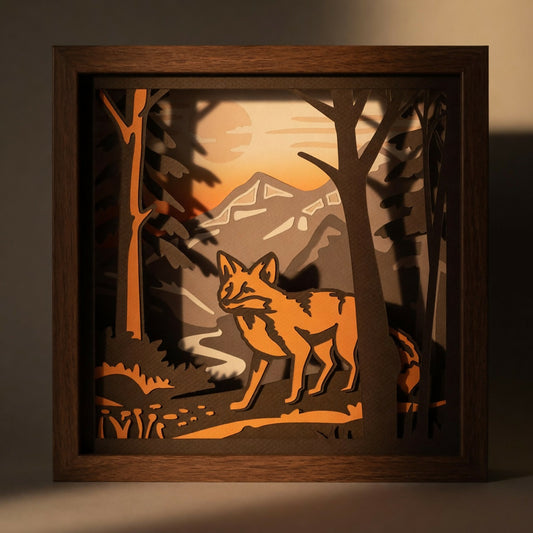 Layered Line Design - Nature Scene Fox - Nature - Digital File Digital My Custom Designs ZIP File