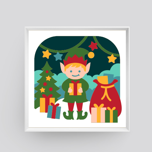 Christmas Elf Shadowbox - Digital File Digital My Custom Designs ZIP File