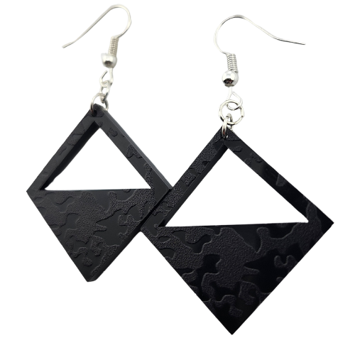 Hyper Triangle Black Camouflage Earrings