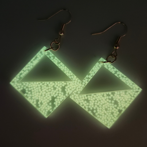 Hyper Triangle Pink Spotted Glow in the Dark Earrings