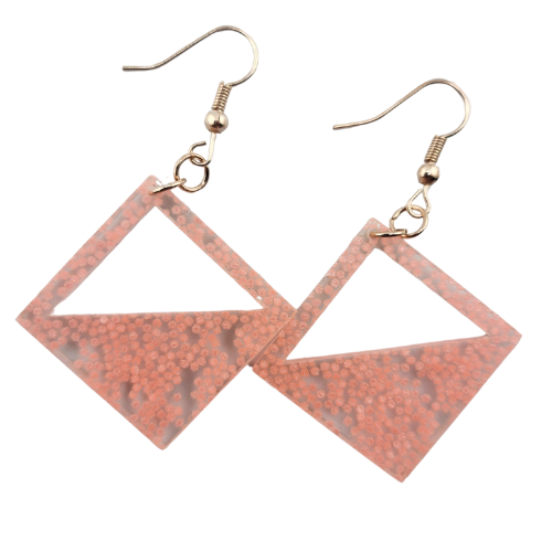 Hyper Triangle Pink Spotted Glow in the Dark Earrings