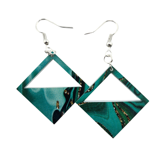 Customizable 2 Tone (White) Green Golden Drip Earrings