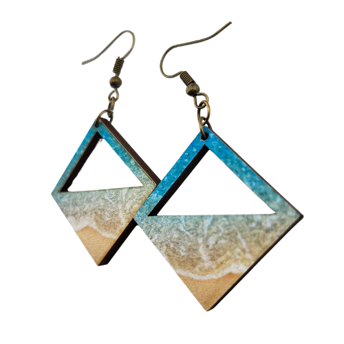 Customizable 2 Tone (Wood) Ocean Tide Earrings