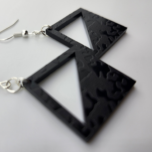 Hyper Triangle Black Camouflage Earrings