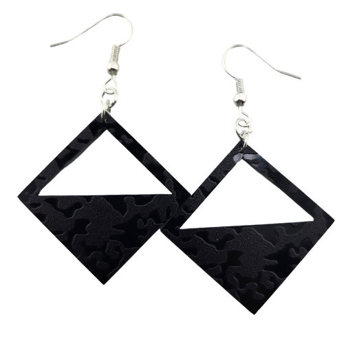 Hyper Triangle Black Camouflage Earrings