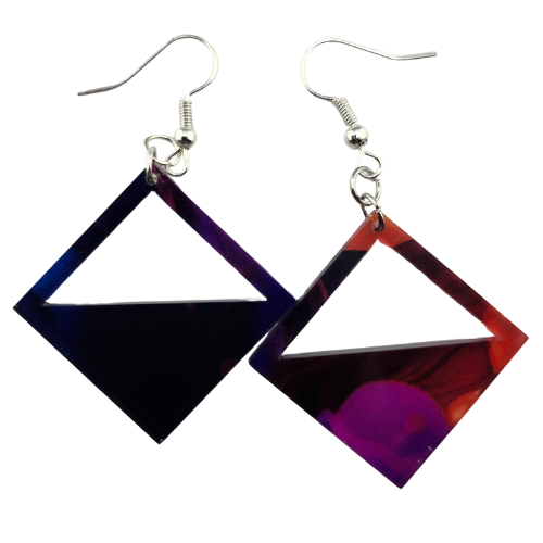 Hyper Triangle Color Splash Translucent Earrings